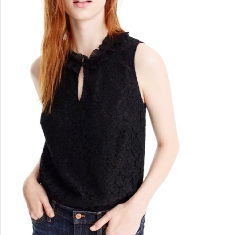 NWT- J.Crew Ruffle Neck Lace Top